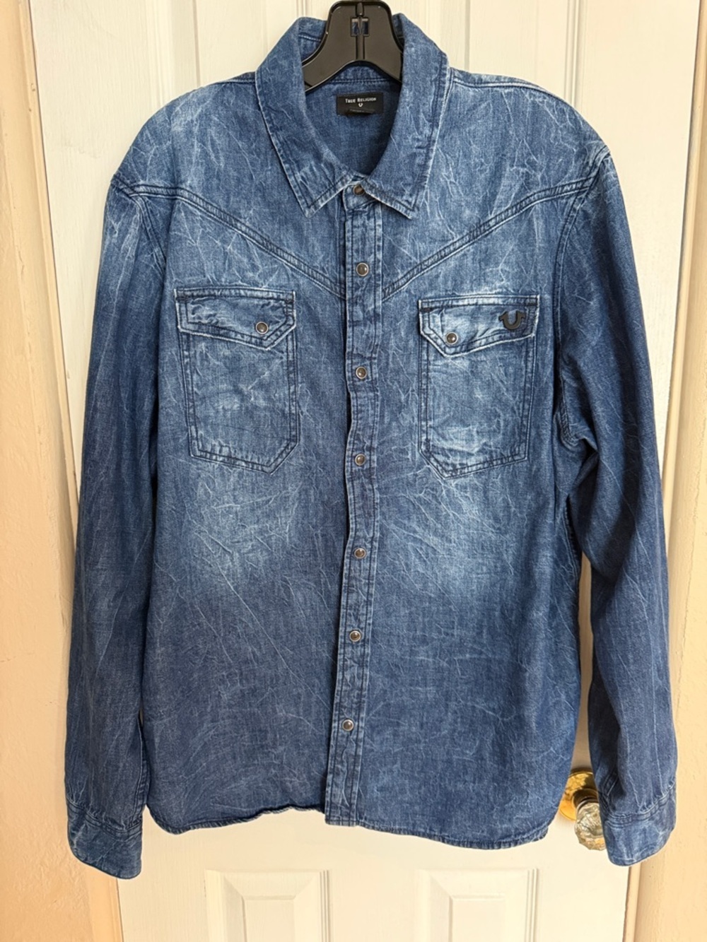 True religion denim button down western top